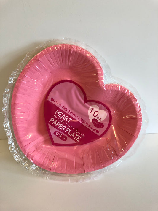 Heart Paper Plate PINK  10pc