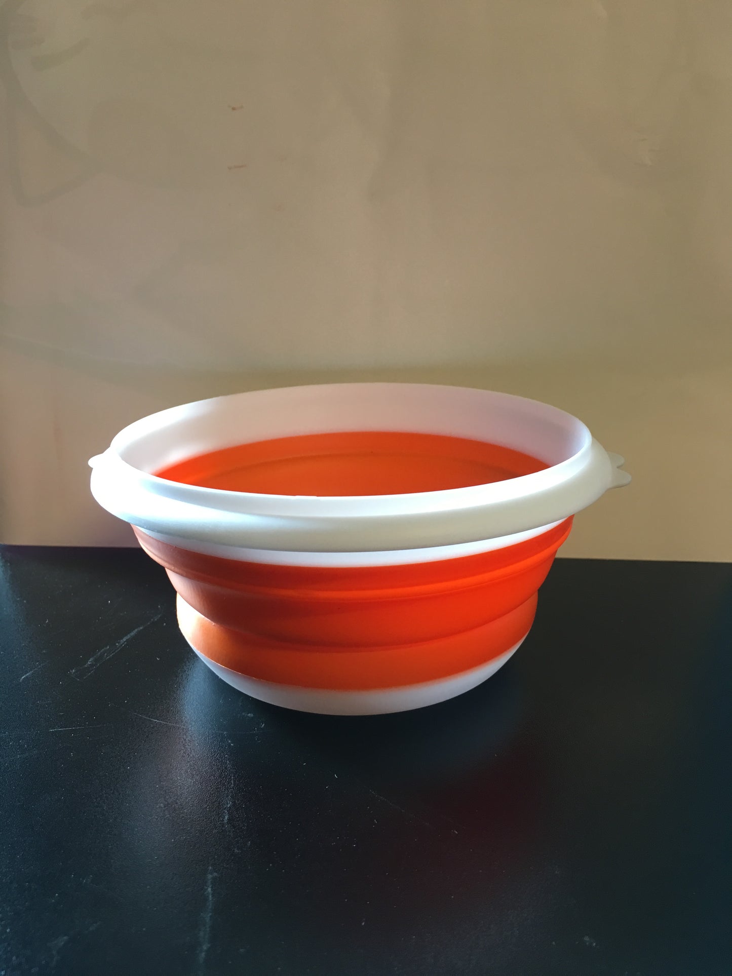 Collapsible Travel bowl with lid ORANGE