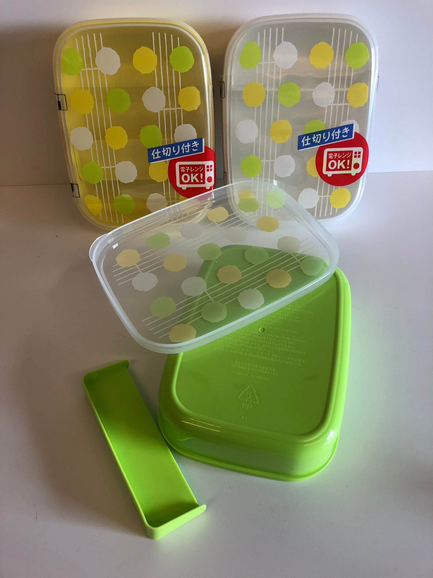 Bento lunch box 650ml pokka dot GREEN