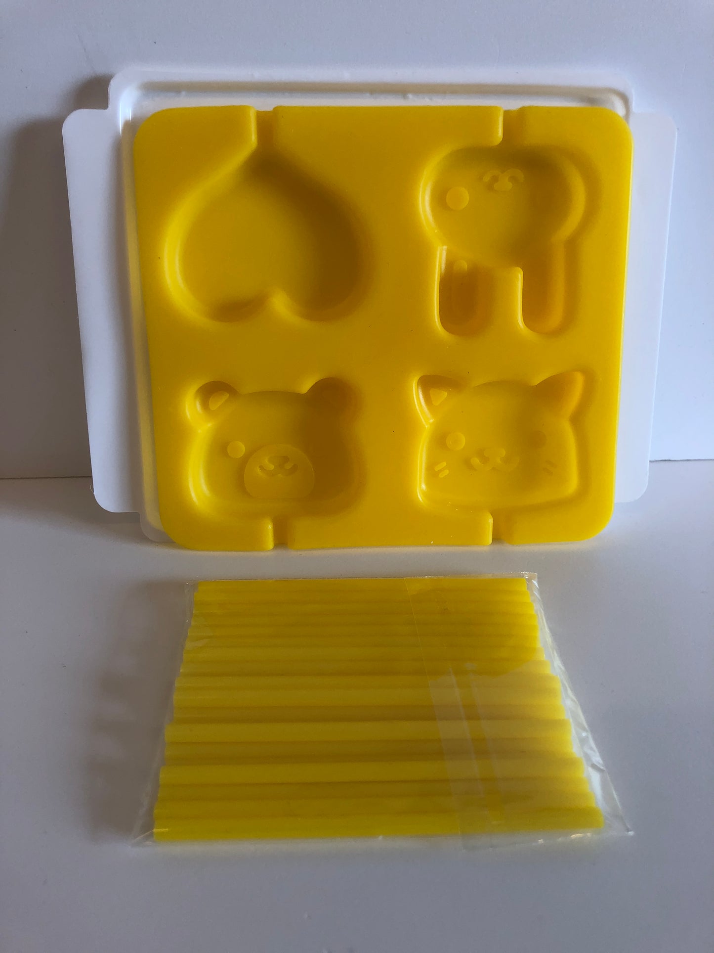 Silicon 3-in-1 animal candy lollipop mould YELLOW