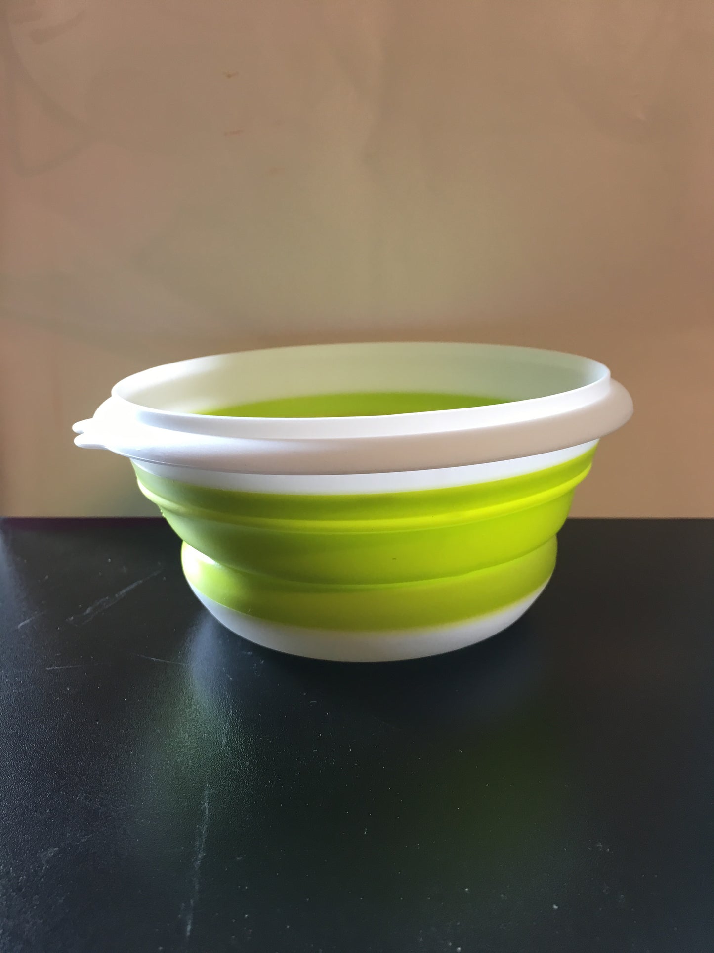 Collapsible Travel bowl with lid GREEN