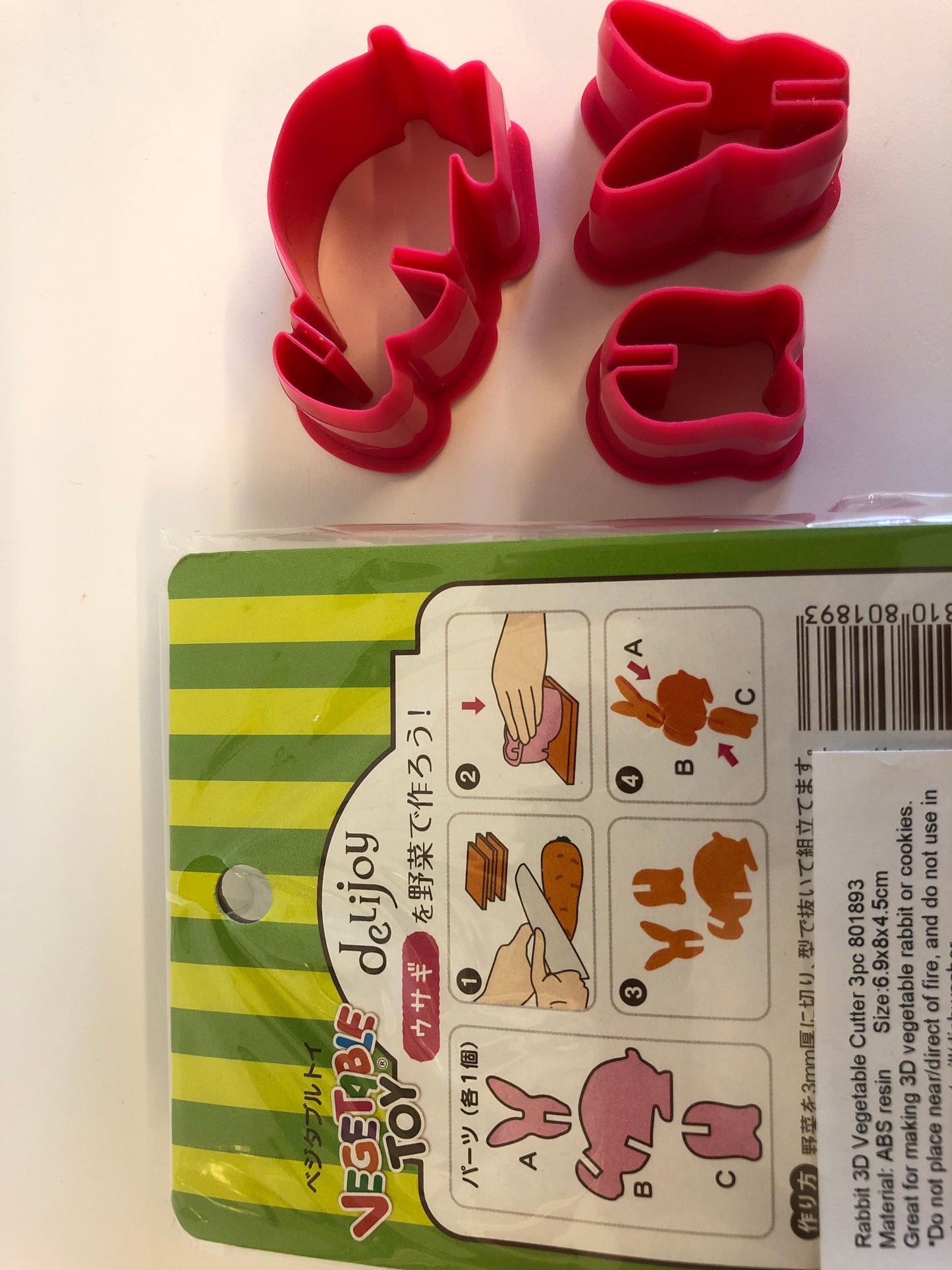 Vegetable Toy - Rabbit Shape 3D vegetable cutter mould PINK