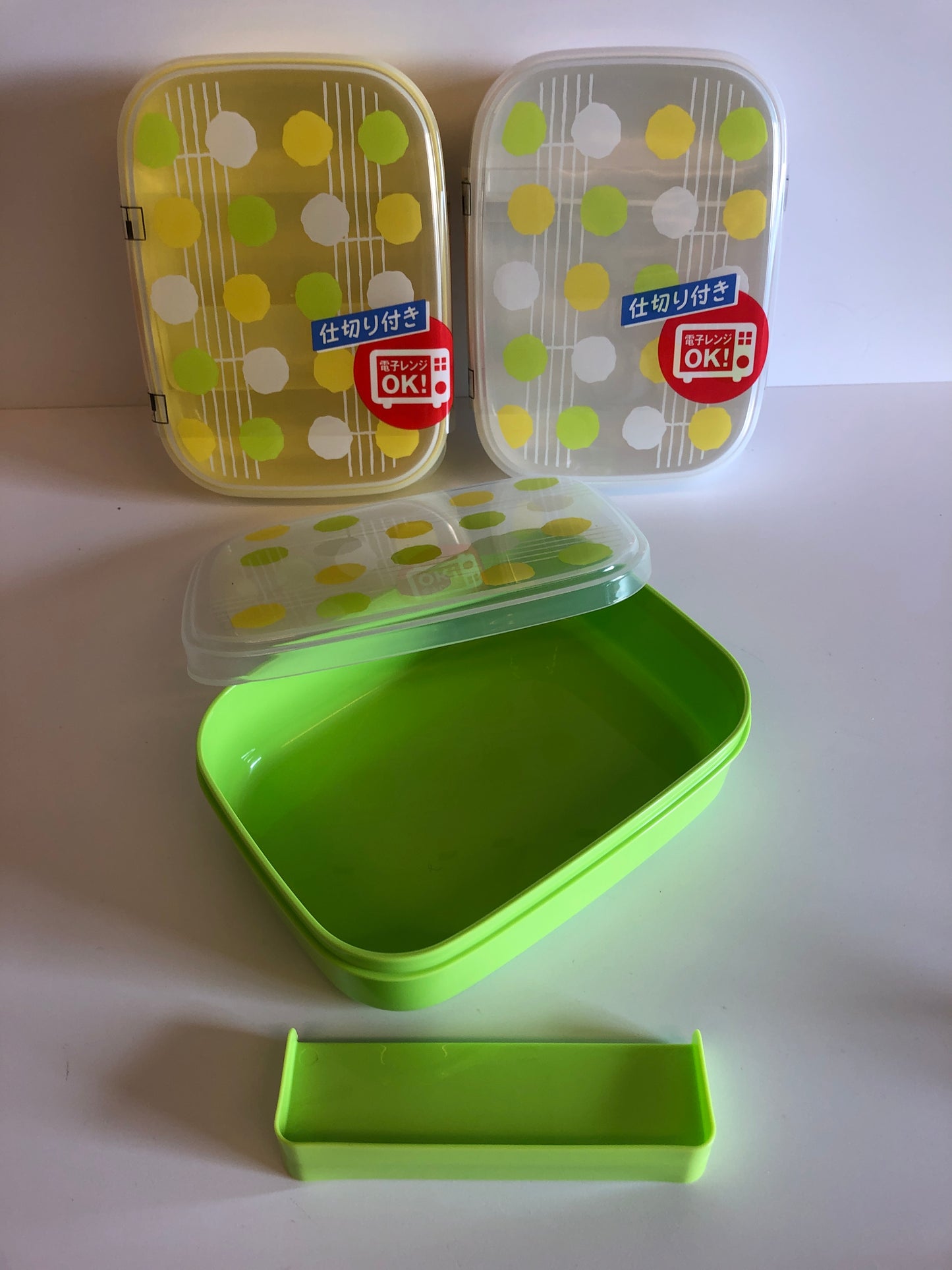 Bento lunch box 650ml pokka dot GREEN